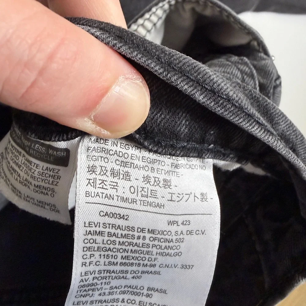 Levis 514 Straight Fit Mens Jeans Black Faded Denim 34x30 (Actual‎ 31x27)